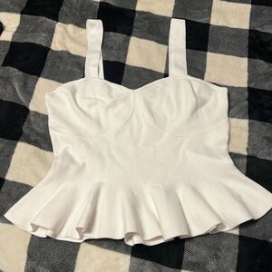 Express Body Contour Peplum Sleeveless Sweater Top size XL white